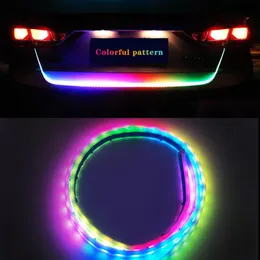 Renkli dönüş sinyal akış gövde 120 cm şerit ışık bagaj kapağı bagaj 12 V araba arka lamba dinamik flama rgb led şeritler araba için