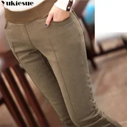 Plus Size S-4XL Kobiety Ołówek Spodnie Wysokiej Talii Skinny Grube Aksamitne Ciepłe Legginsy Zimowe Jegging Legins Feminina Spodnie 90h 210925