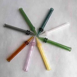 Labs Glass Straw Dab Pipe Rig Stick Rauchzubehör mit Doppelkreis 11 cm Ölbrennerrohre für Wasserpfeifen Wasserbongs Mundstück