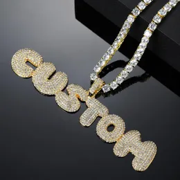 Custom Name Iced Out Tennis Chain Bokers Pendants Halsband Mens Charms Crystal Pendant Halsband för män Hip Hop Smycken Gift