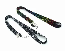 Mobiltelefonband charms heta nya 10st musiknotning regnbåge lanyard nyckelchain nyckelkedja id märke mobiltelefon hållare nackband för kvinnor män #053