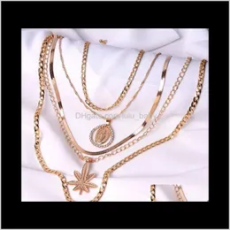 S1567 Fashion Jewelry Multilayer Maple Leaf Chain Lglcf Necklaces Ebrlh