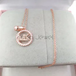 Nova joia amizade m estilo rosa ouro 925 colares iniciais de prata esterlina para mulheres cadeias de cordas pingentes presentes de aniversário mkc1108an791