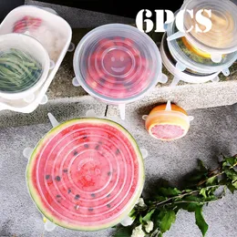 6 Pçs / set Food Silicone Cobertura Cap Universal Silicone Tampas para Cookware Tigela Reutilizável LIDES COZINHA Acessórios