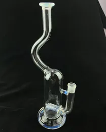 Andra rökare, ny design, bong, hemlig vit, 18mm led, 16inches, böjd nacke