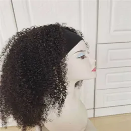 Brasilianska Human Virgin Remy Hair Headband Wigs Grade 9a Produkt Obehandlad Naturlig Black Kinky Curly kan färgas