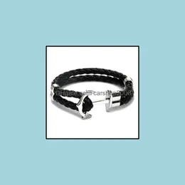 Juvelypu läder ankare charm armband vintage mode smycken för män kvinnor design väva armband mens hip hop bangles gåva släpp leverans