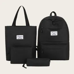 4Pcs/Set Nylon Waterproof Mochila Letter Backpack Travel Rucksacks Leisure Backpack For Teenage Girls Solid Color School Bagpack X0529