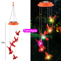 Solar Lamps Deer Dog Bird Pig Wind Chime Color Changing Solar LED String Lights Outdoor Mobile Hanging Patio Light