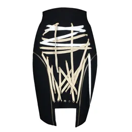 Pencil Bandage Skirt High Waist Bodycon Ladies Kläder Mini Party Club Elegant S Plus Storlek XL 210525