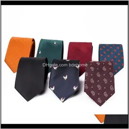 Slipsar Aessories Drop Leverans 2021 7cm Fashion Animals Pattern Neckties Corbatas Gravata Jacquard Slim Business Wedding Neck Slips för Men1 JLJD