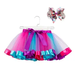 Baby Girls Tutu Sukienka Cukierki Rainbow Color Babies Spódnice Z Pałąk Zestawami Kids Wakacje Dance Dresses Tutus Mix
