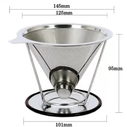 Durable 304 stainless steel coffee water filter portable coffee filter screen coffee maker parts funnel filters 95mm Height EE 2.15