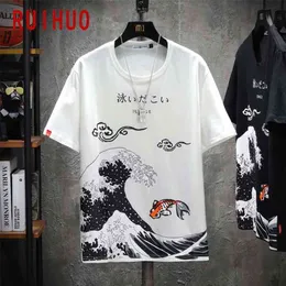 Ruihuo Japan StyleメンズTシャツファッションストリートウェアホワイトヒップホップTシャツメンズTシャツ日本衣料品MAN M-5XL 210707