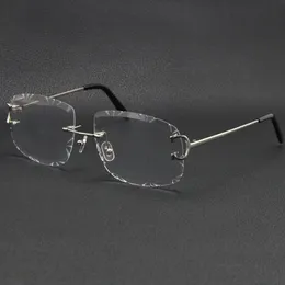 sunglasses Wholesale Selling Rimless Unisex silver gold metal frame Eyewear lunettes driving glasses C Decoration eyeglasses frames men Women Cut top Lens