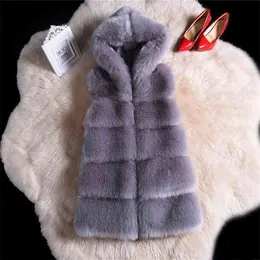 Vinter Teddy Coat Fur From Artificial Eco Warm Vest Kvinna Ärmlös Keps Kvinnors Jacker Faux Koreansk Fashion Clothing 210910