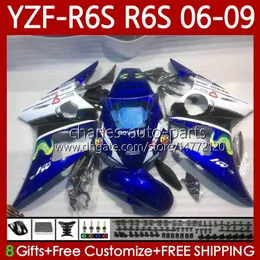OEM Nadwozie dla Yamaha YZF-R6S YZF R6S 600CC YZF-600 2006 2007 2009 Body 96NO25 YZF R6 S 600 CC YZFR6S 06 07 09 YZF600 2006-2009 Motocykl MOVISTAR Blue