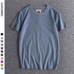 Gustomerd 여름 남성용 코튼 셔츠 캐주얼 O 넥 - 셔츠 고품질 소프트 느낌 홈 및 매일의 셔츠 210629