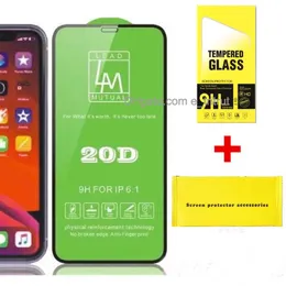 LM 20D Full Screen Protector Tempered Glass For iPhone 12 11 Pro Max Xs Xr 6 7 8 Plus Samsung A30 A10 A71 NOTE 9 With Retail Package Install accessories kits MQ100