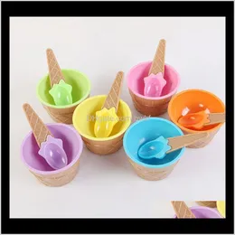 Narzędzia kuchenne Kuchnia, Posiłek do jadalni Home Gardenkids Bowls Ice Cup Pary Miska Prezenty Deserowe Uchwyt Kontenerowy Z Spoon Dostawa Gift Gift