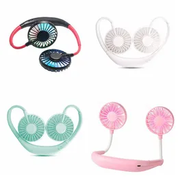 Mini Hands-Free Mini Ventilador USB Portátil Favor Recarregável 360 graus Girando preguiçoso Pendurado Band Pingente Ventilador Portátil com LED Lâmpada Gyl98