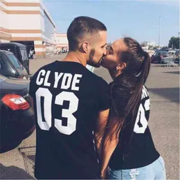 Bonnie Clyde 03 Funny Leters Para Shirs Lato Moda Czarny Whie Kobiety Shir Coon Shor Rękaw Camiseas Mujer 210517