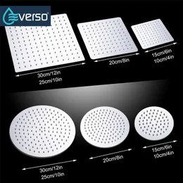 EVERSO 12/10/8inch Rainfall Shower Head Stainless Steel Ultra-thin Shower Heads Chrome Finish Round & Square Rain Shower Head 210724