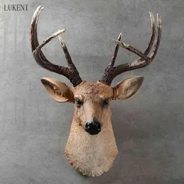 Amerikansk realistisk hjort hängande djurhuvud harts hänge hem dekoration butik vägg hängande, present 210414