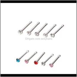 Anelli Borchie Drop Delivery 2021 24 Pezzi / set Anello Moda Acciaio inossidabile Intarsiato Gioielli con diamanti Naso Chiodo Body Piercing Jewelry489 T2 Bw