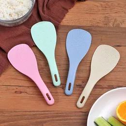 4 colori grano paglia antiaderente cucchiaino cucchiaio maniglia curva lavice infrangibile grande rotondo cena scoop cucina cucina cucina utensile da pranzo stoviglie