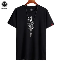RUELK Summer Men's Casual T-shirt Fun Chinese Character Printing Street Hip-Hop Trend Short-Sleeved Large Size T-Shirt 210716