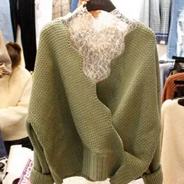 Frauenpullover Korea neuer Stil für Herbst- und Winterspitze gegen Halsboden Hemd + gestrickter Pullover zweiteiliger Frauen 202308