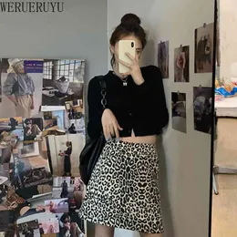 Werrueruyu Tight Party See Spódnice Mikro Mini High Paist Sexy Leopard Wąż Wzór Casual Pakiet Hip Krótki 210608