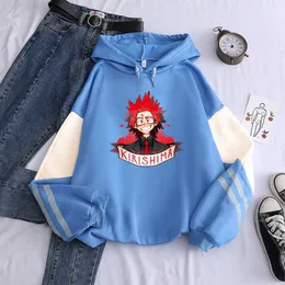 Harajuku Anime My Hero Academia Kirishima Eijiro Bluzy Kobiety Koreański Moda Cartoon Pullover Oversized Patchwork Bluzy Y0804