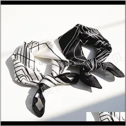 Wraps Hats, Scarves & Gloves Fashion Aessoriesblack White Geometry Headscarf Handkerchief Small Square Scarf 100Percent Natural Silk Unisex M