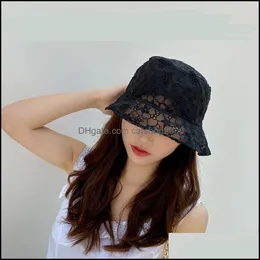 Wide Caps Hats, Scarves & Gloves Aessorieswide Brim Hats Korea Fashion Summer Womens Lace Fishermans Hat Black White Bucket Breathable Fishe