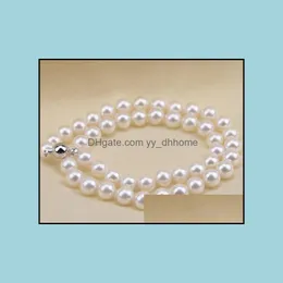 Bärade halsband hängar smycken 9-10mm White South Sea Natural Pearl Necklace 18 Inch S925 Sier Clasp 3365 Drop Delivery 2021 AJIC2