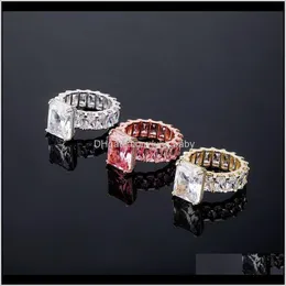 Band Drop Leverans 2021 Big Square Diamond Luxury Elegance Engagement Ringar För Kvinnor Mode Bröllop Ring Zircon Smycken Tillbehör IVHWS