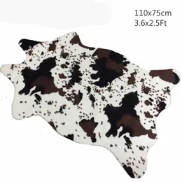 Krowa Drukuj Dywanik Faux Cowhide Dywan Dywan Dywan Dla Łazienki Salon Schronisko Wycieraczka Home Textile 110 cm x 75 cm 210928