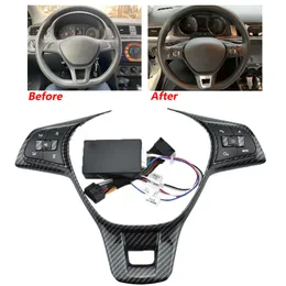 Interruptor de volante do carro Botão de controle sem fio Fibra de carbono para VW Golf Polo Passat Controller Hubs Universal Cuirse Precisa de DVD GPS Player