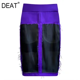 High Elastic Waist Half-body Skirt Women Patchwork Pockets Gauze Lace Sexy Slim Fit Fashion Tide Summer 7E1023 210421