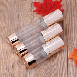 15 30 50 ML Makeup Empty Cosmetic Container Airless Pump Plastic Bottles Golden Lotion Liquid Refillable Bottles for Travelling Gold