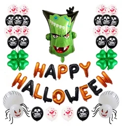 Halloween pumpa spökballonger set dekorationer spindelfolie ballong uppblåsbara leksaker bat globos halloweens party supplies