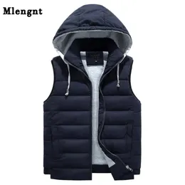 Men 4XL-8XL Parka Hooded Vest Winter Autumn Thick Warm Casual Windbreaker Baggy Padded Outerwear Waistcoat Sleeveless Jacket 210923