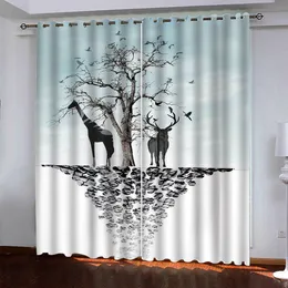 Cortina de Blackout 3D Cortina Movimento Decorativo Cortinas para Children ''s Room Alta Qualidade Animal Drapes Cortinas