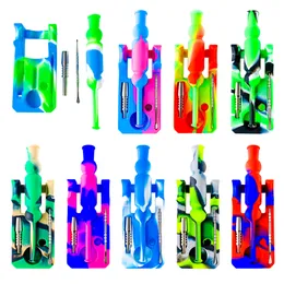 Silicone Nectar Collector kits with 14mm joint Ti Nail Smoking Pipe Straw oil rigs glass bongs water Pipe smoke accessories dab rig