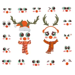 Adesivos de janela Creative Christmas Snowman Adesivo de vidro auto-adesivo Parede de PVC 2022 ano decorações para casa Navidad