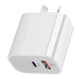 PD Wall Charge OEM 20W Szybka ładowarka QC 3 0 Typ C USB UE Wtyczki USB Szybko ładujące adapter USBC Home Adapters Bez pakietu ładowarki do telefonu komórkowego uniwersalne ładowarki