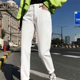 Plus Size Jeans Woman Casual High Waist Cotton Autumn Harem Women Denim Trousers with White Black Blue Beige 10388 210510