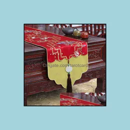 テーブルランナー布ホームテキスタイル庭園誇り高いローズ中国のシンプルな茶テーブルクロステレビキャビネットEring布靴ベッドランナーモダン220107 Dr